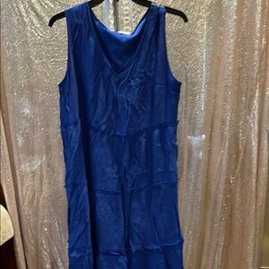 Elegant Blue Vintage Sleeveless Dress